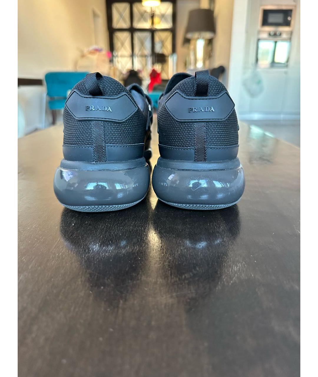 PRADA Черные неопреновые низкие кроссовки / кеды, фото 4