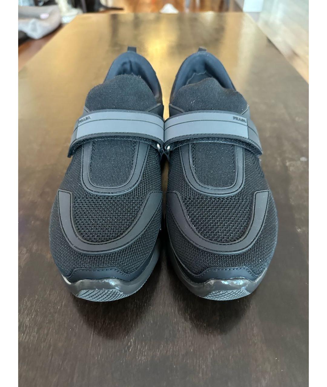 PRADA Черные неопреновые низкие кроссовки / кеды, фото 2