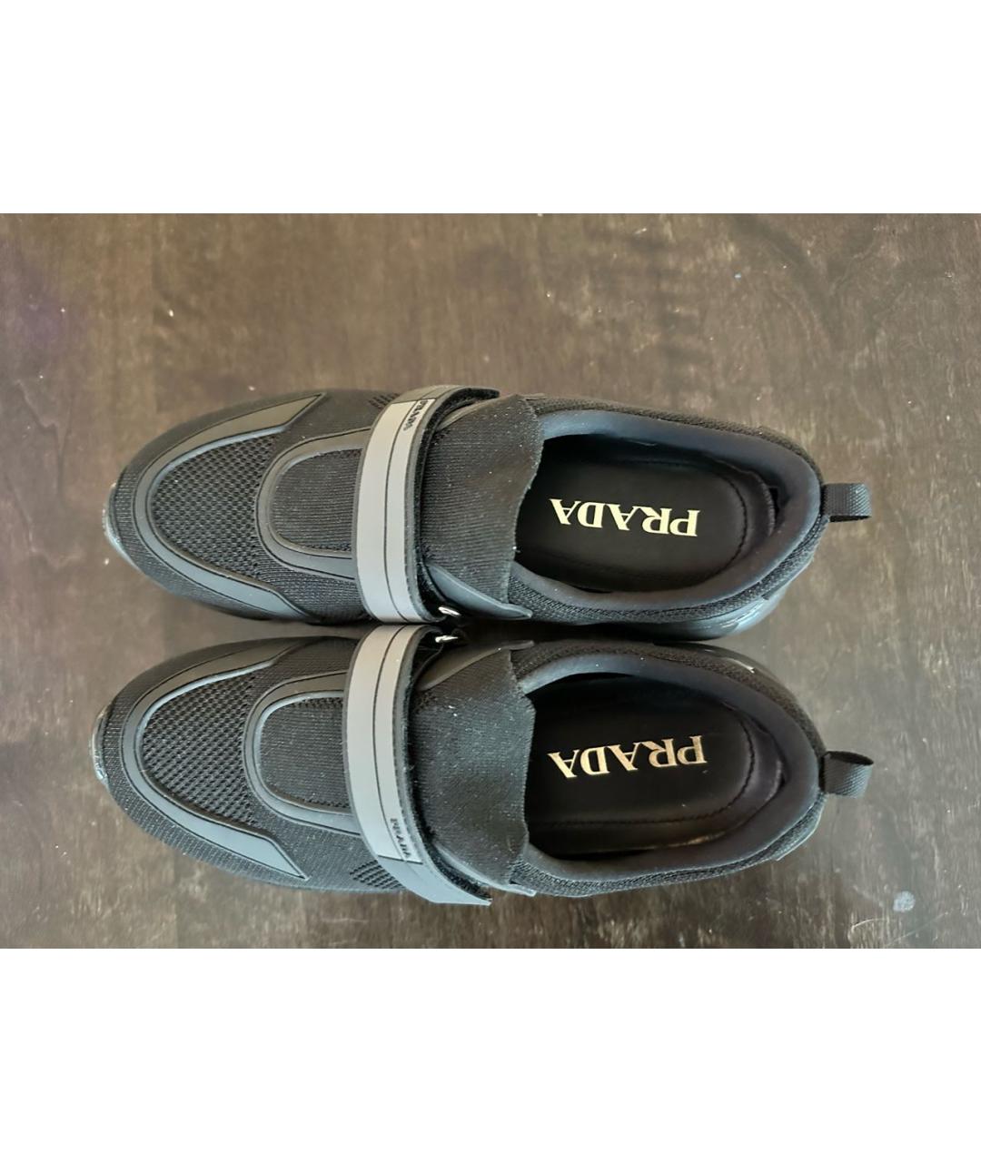 PRADA Черные неопреновые низкие кроссовки / кеды, фото 3