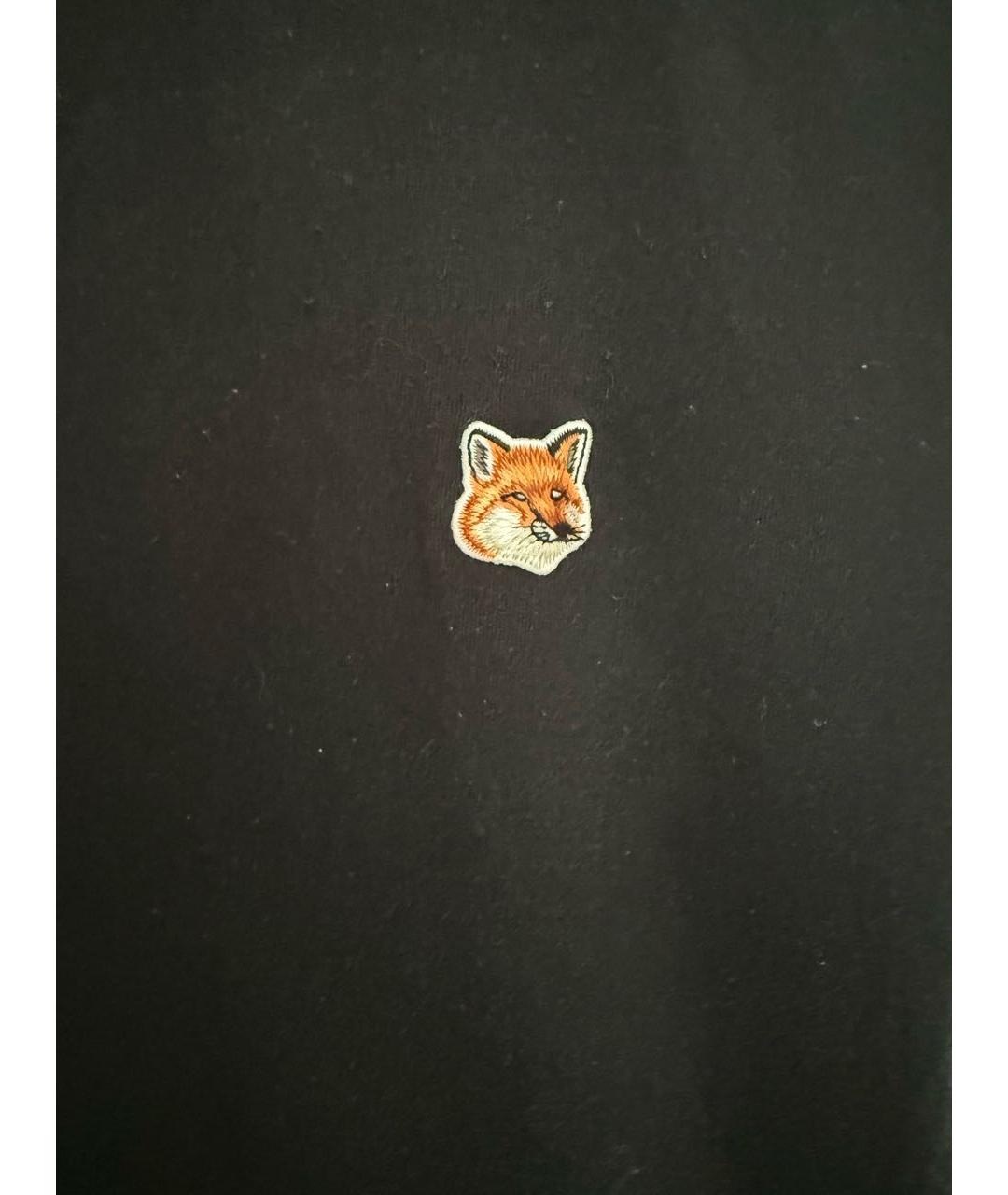 MAISON KITSUNE Черная хлопковая футболка, фото 2