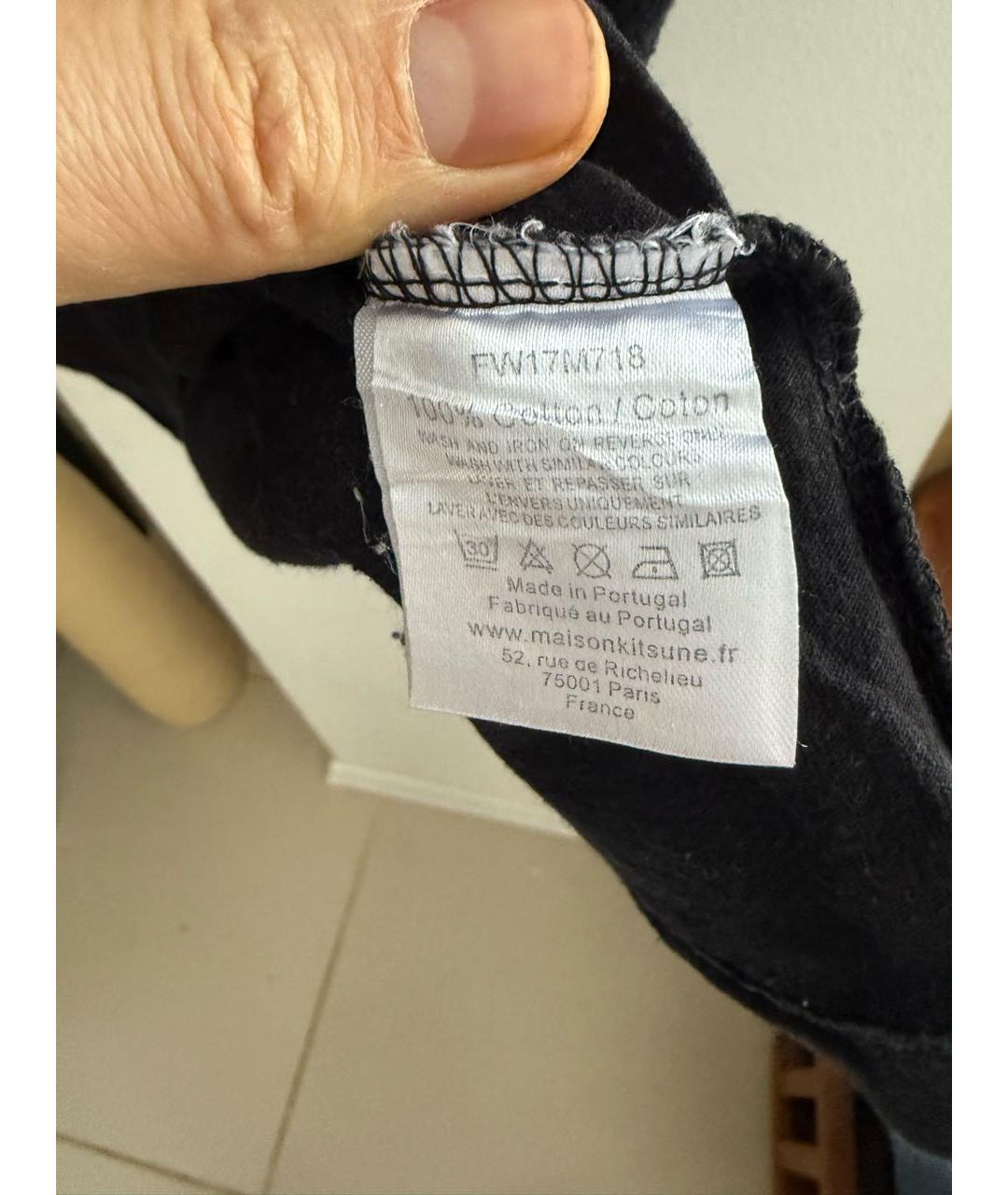MAISON KITSUNE Черная хлопковая футболка, фото 4