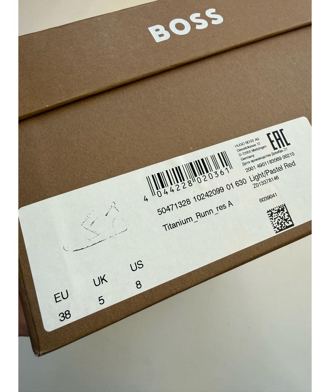 HUGO BOSS Коралловые текстильные кроссовки, фото 7