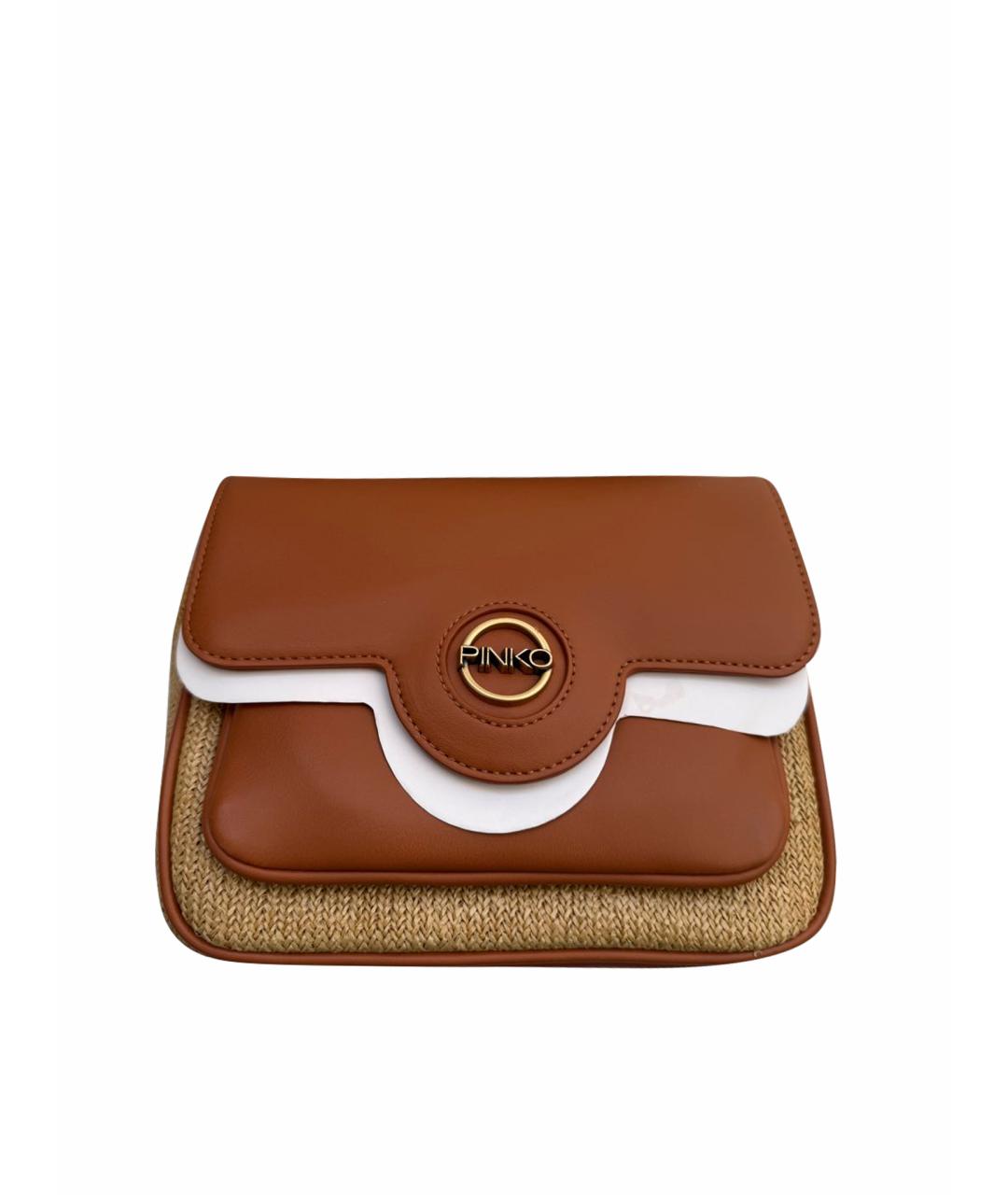 PINKO Коричневая кожаная сумка через плечо, фото 1