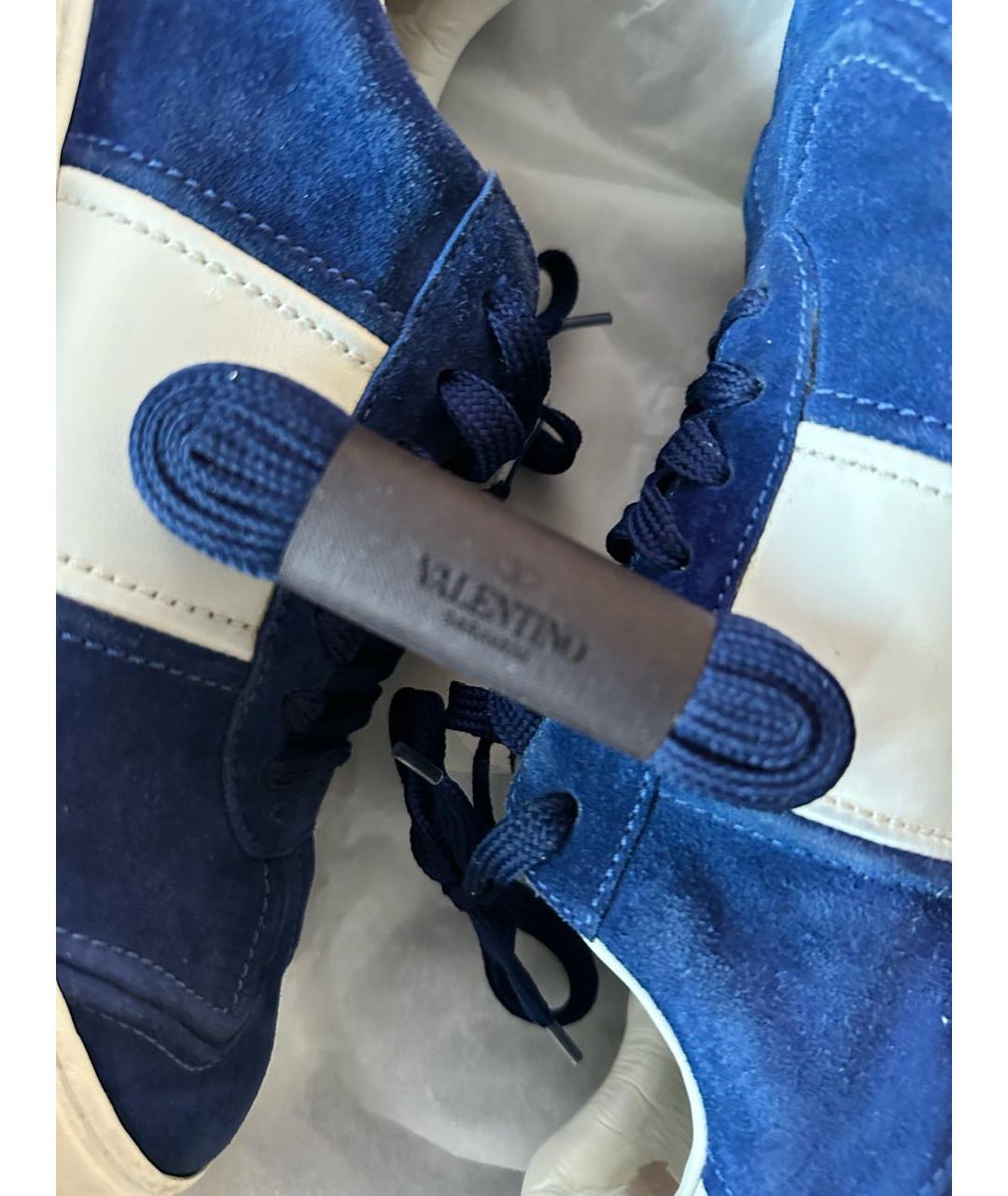 VALENTINO Синие замшевые низкие кроссовки / кеды, фото 5