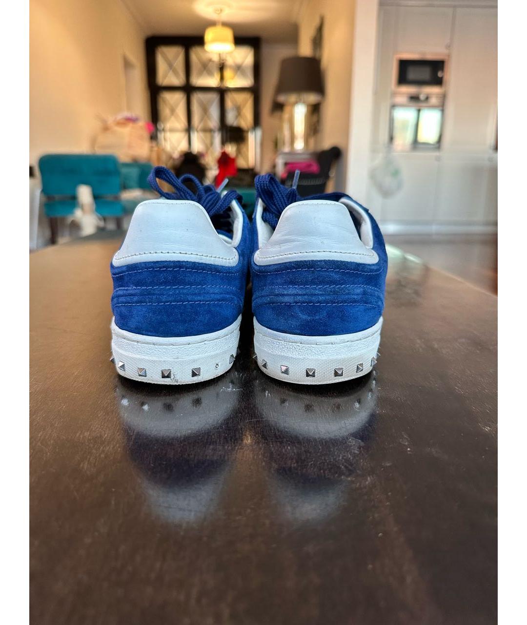 VALENTINO Синие замшевые низкие кроссовки / кеды, фото 4