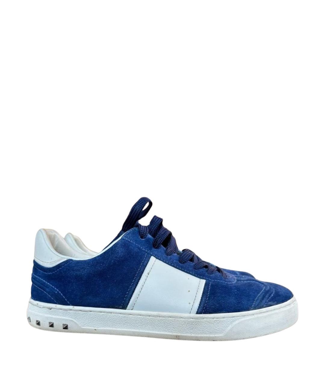 VALENTINO Синие замшевые низкие кроссовки / кеды, фото 1
