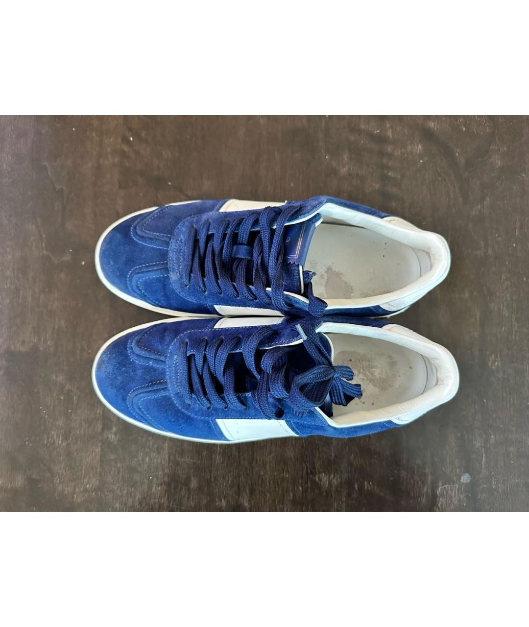 VALENTINO Синие замшевые низкие кроссовки / кеды, фото 3