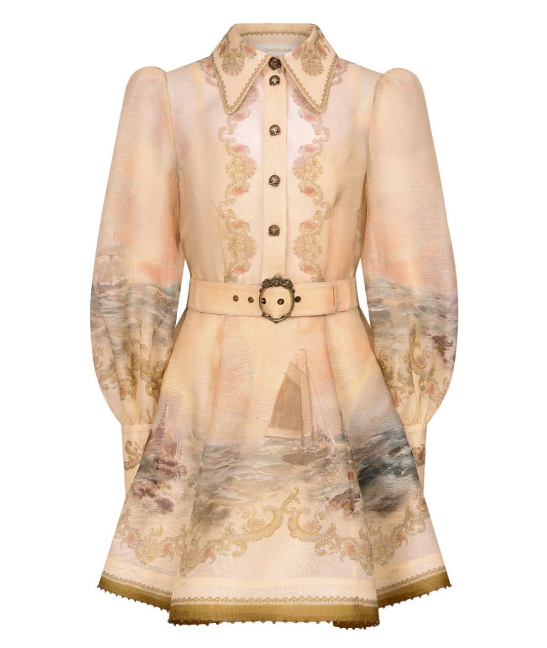 ZIMMERMANN Бежевое льняное вечернее платье, фото 3