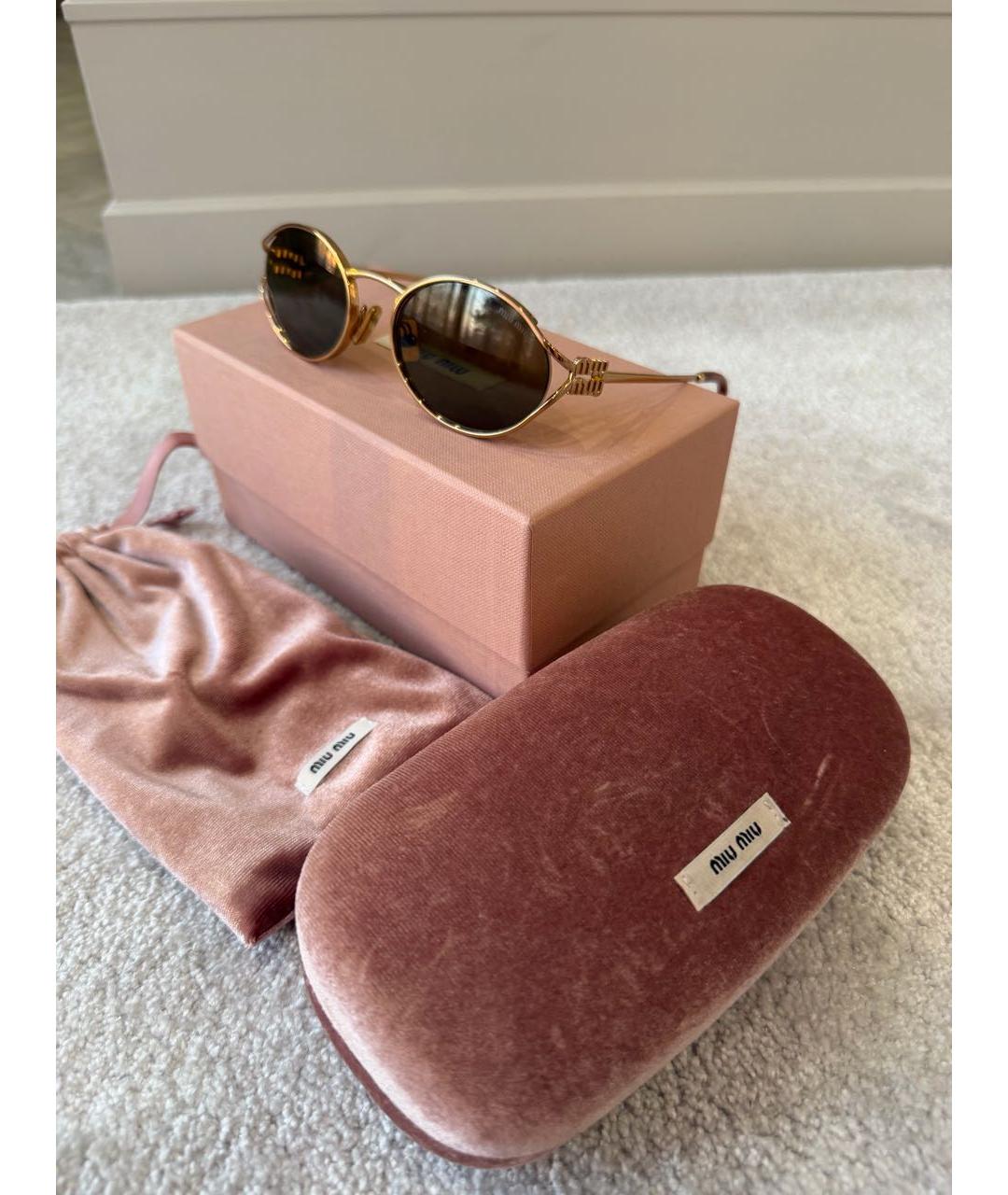 MIU MIU Коричневые металлические солнцезащитные очки, фото 5