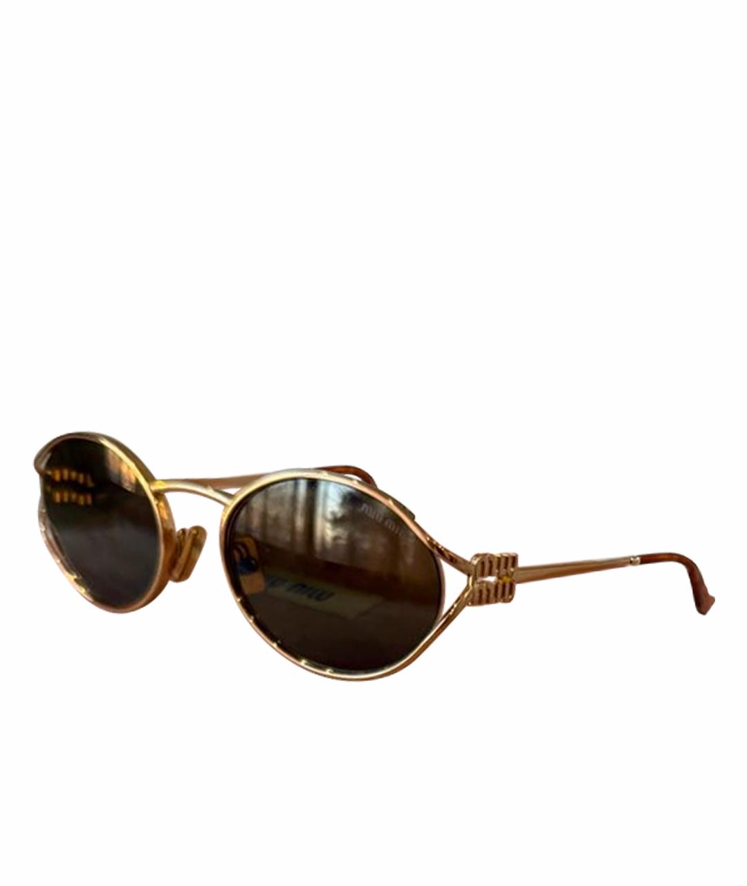 MIU MIU Коричневые металлические солнцезащитные очки, фото 1