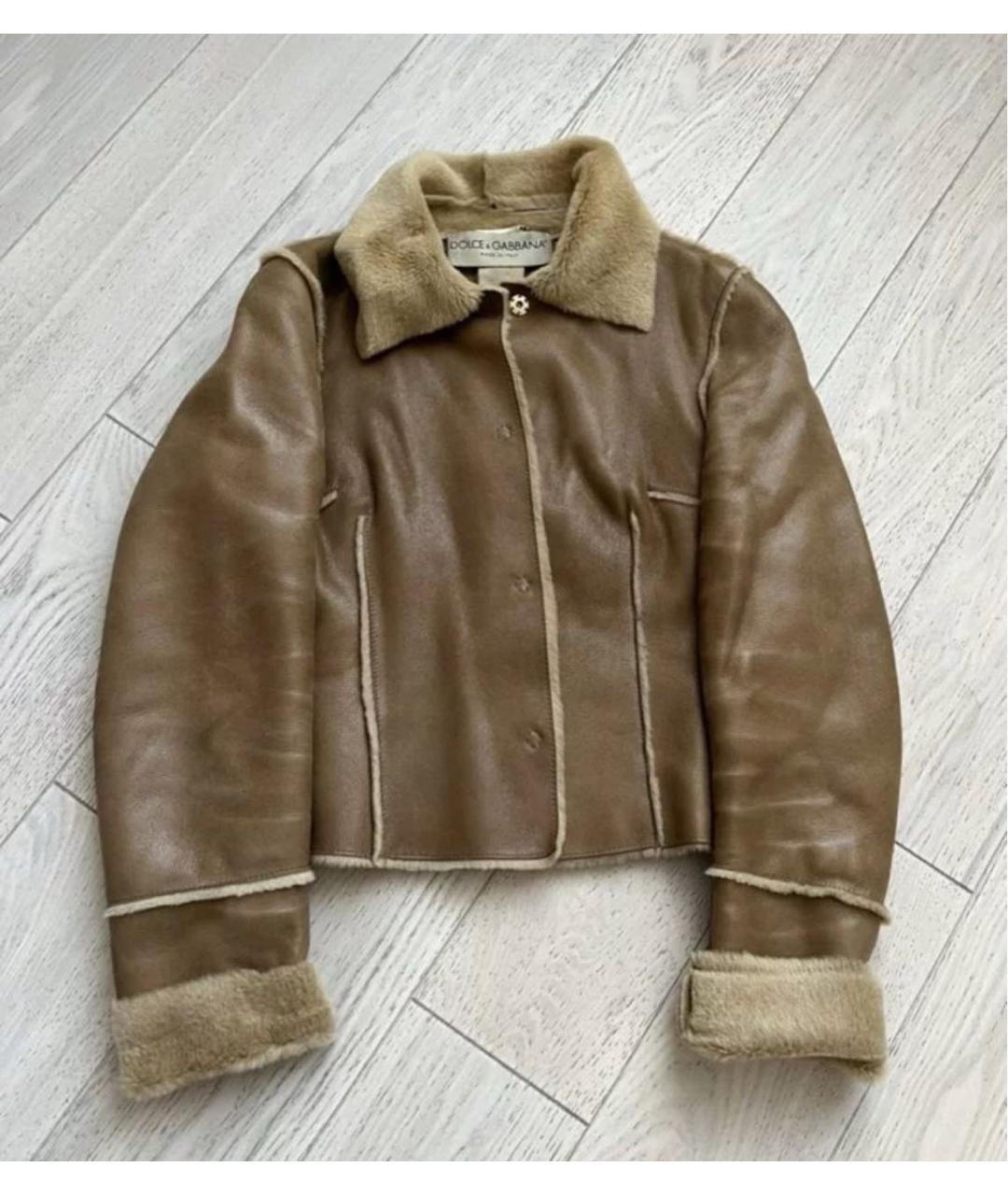 DOLCE&GABBANA Коричневая кожаная дубленка, фото 6