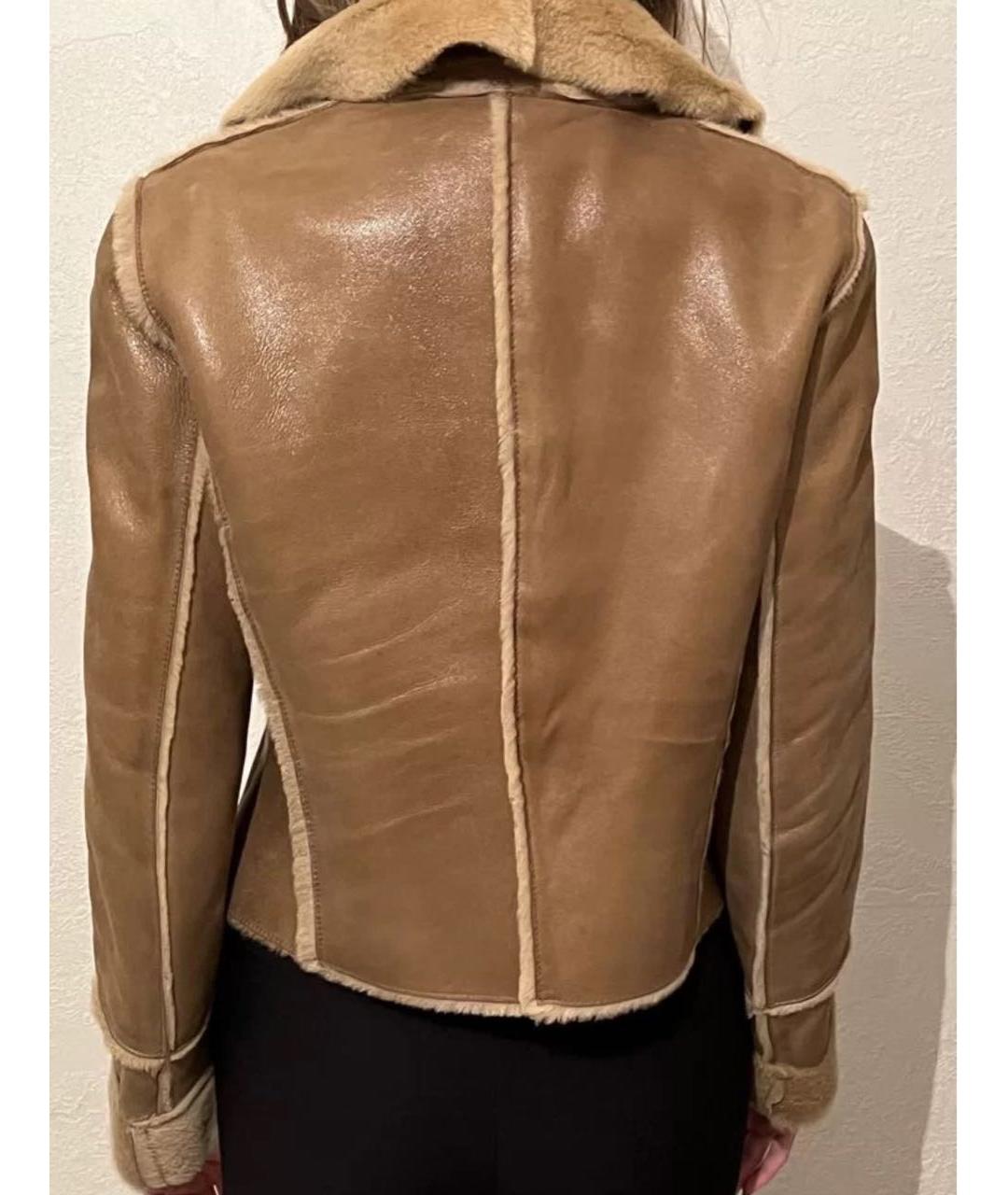 DOLCE&GABBANA Коричневая кожаная дубленка, фото 2