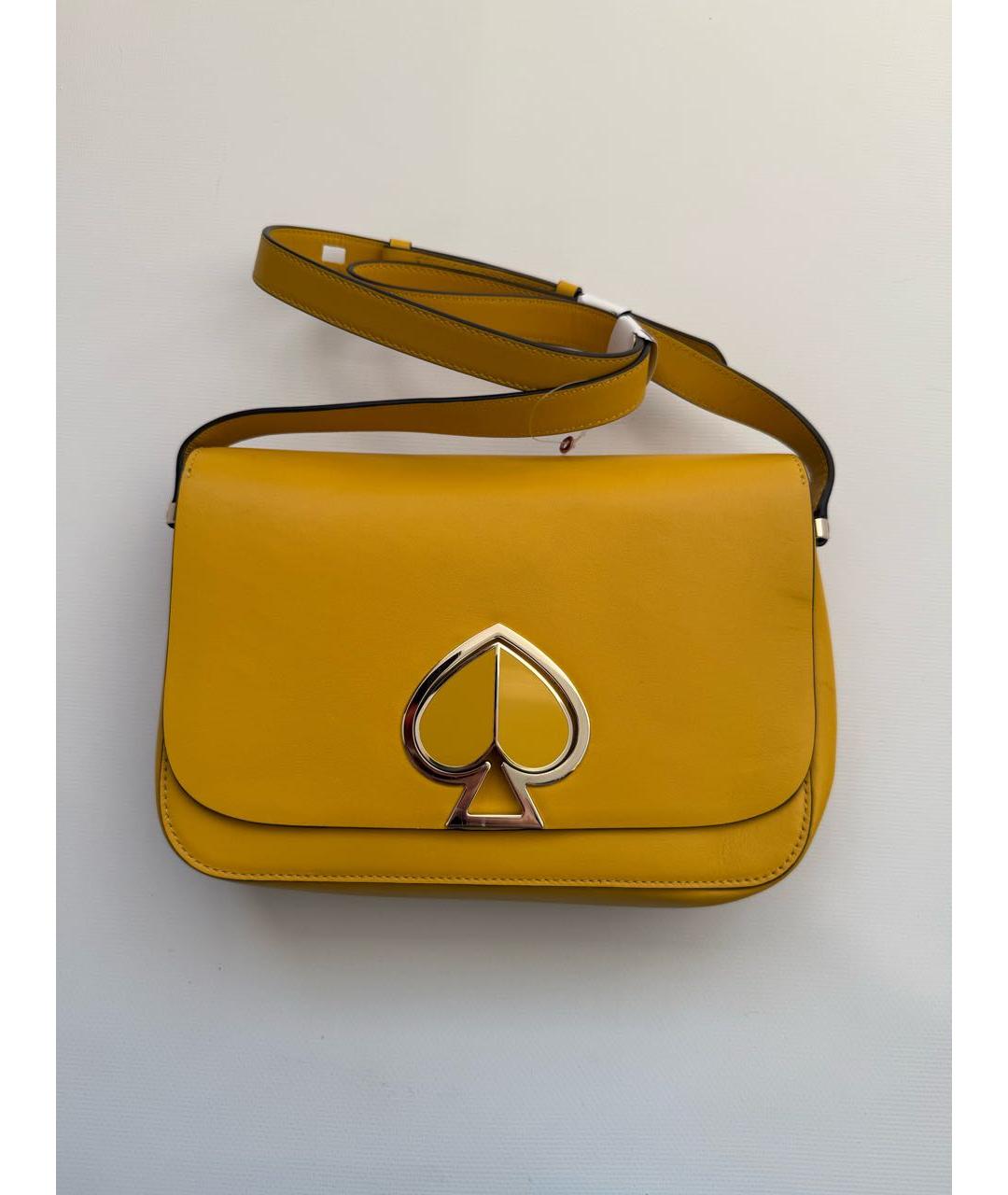 KATE SPADE Желтая кожаная сумка через плечо, фото 5