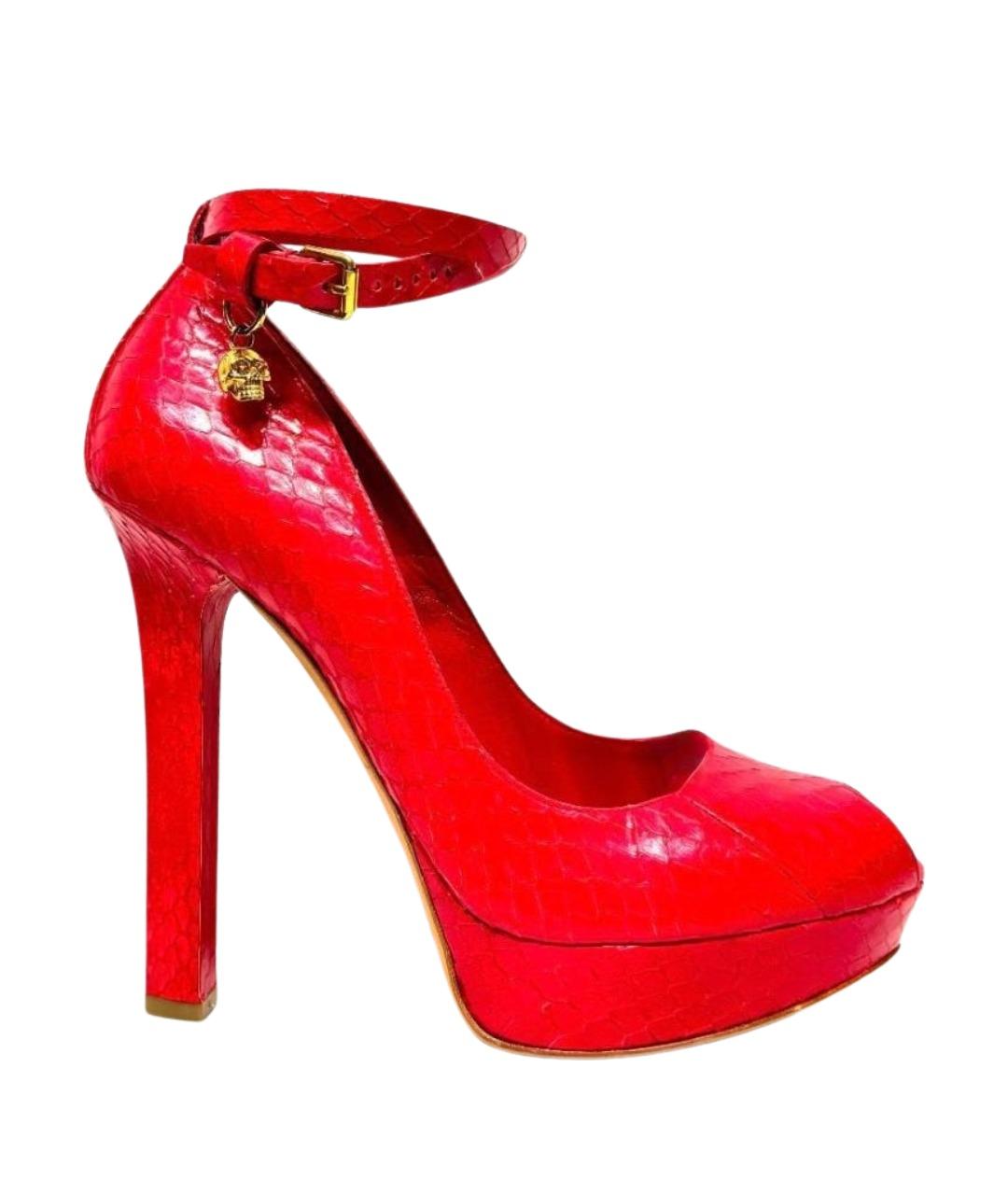 ALEXANDER MCQUEEN Красные туфли из экзотической кожи, фото 1