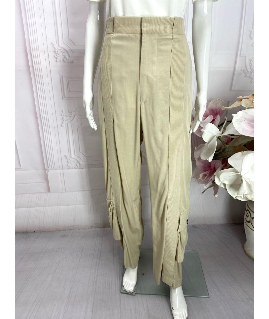 BOTTEGA VENETA Бежевые хлопковые прямые брюки, фото 8