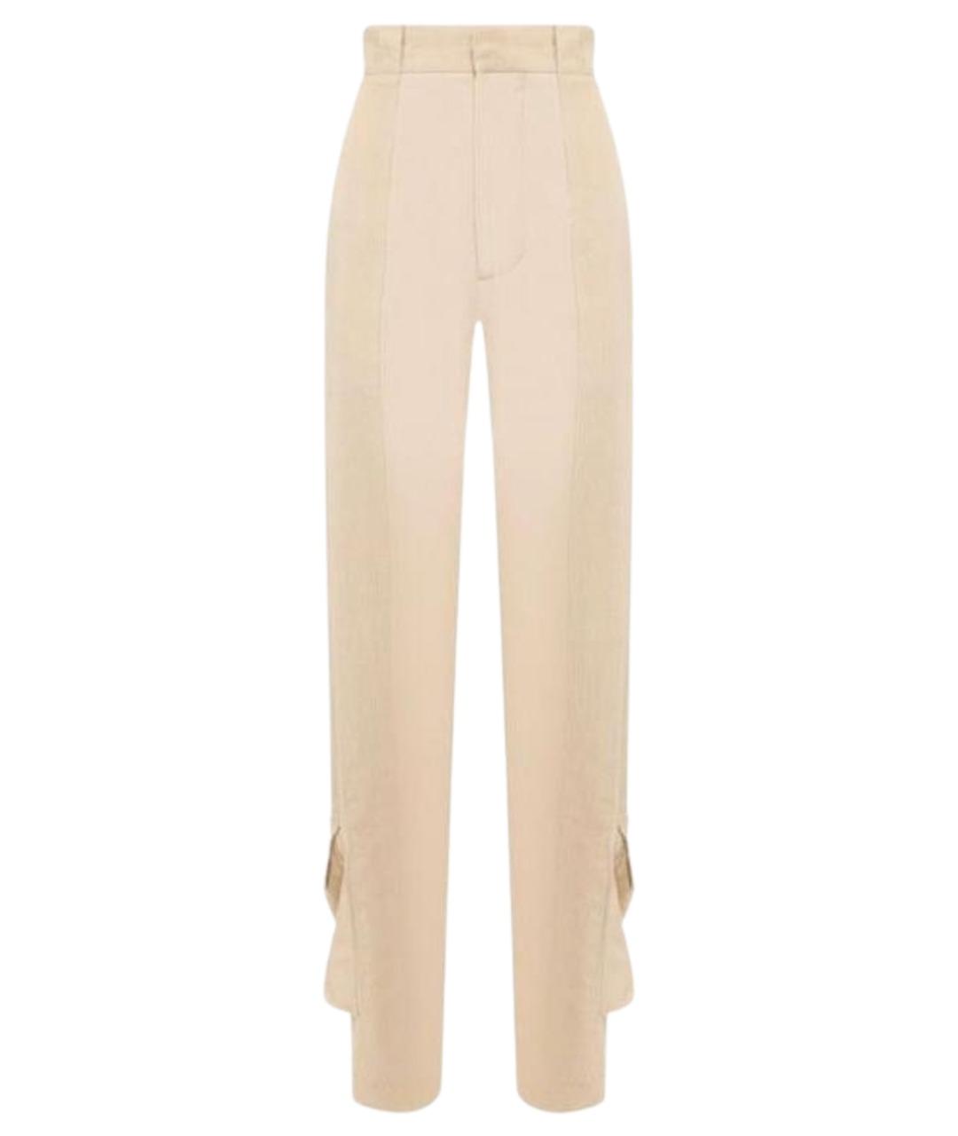 BOTTEGA VENETA Бежевые хлопковые прямые брюки, фото 1