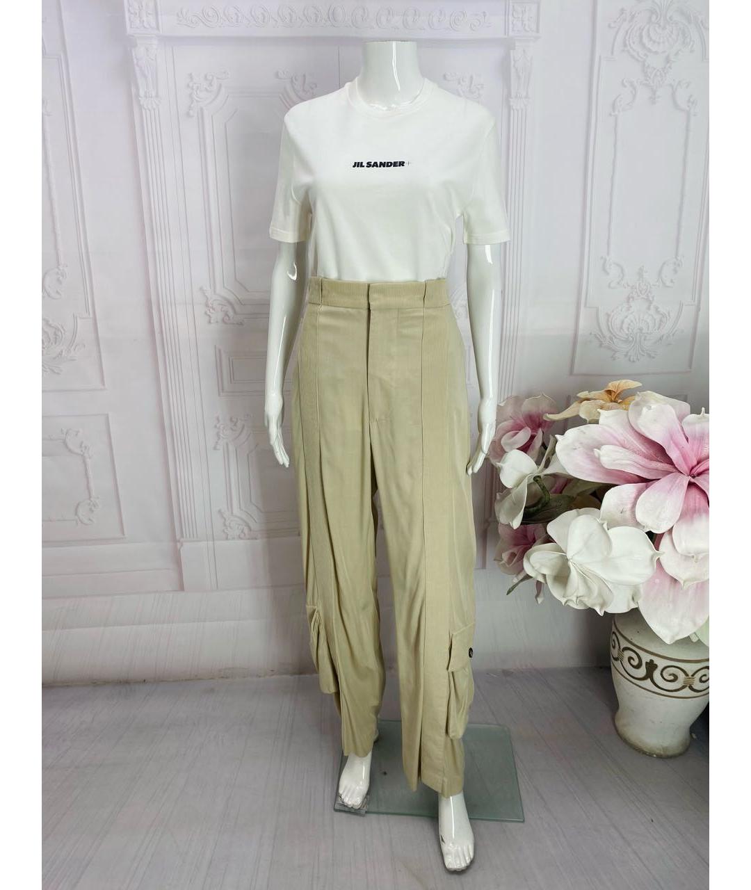 BOTTEGA VENETA Бежевые хлопковые прямые брюки, фото 5