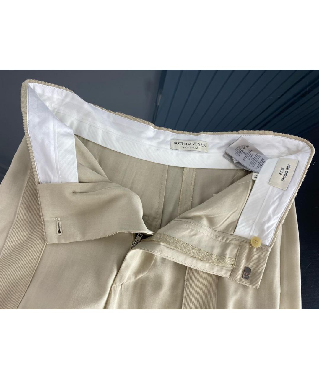 BOTTEGA VENETA Бежевые хлопковые прямые брюки, фото 3