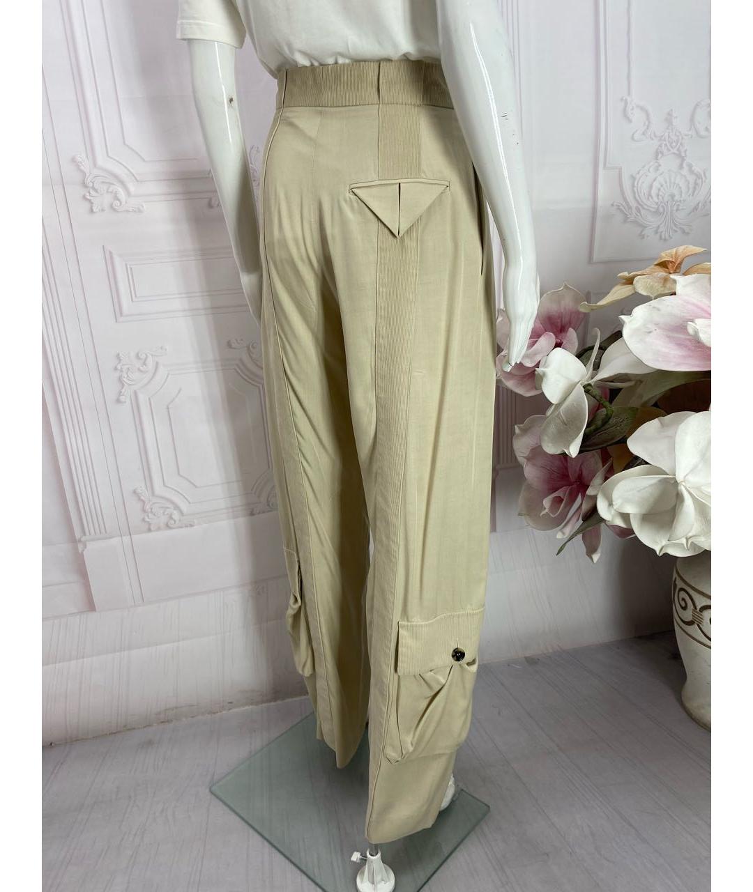 BOTTEGA VENETA Бежевые хлопковые прямые брюки, фото 6