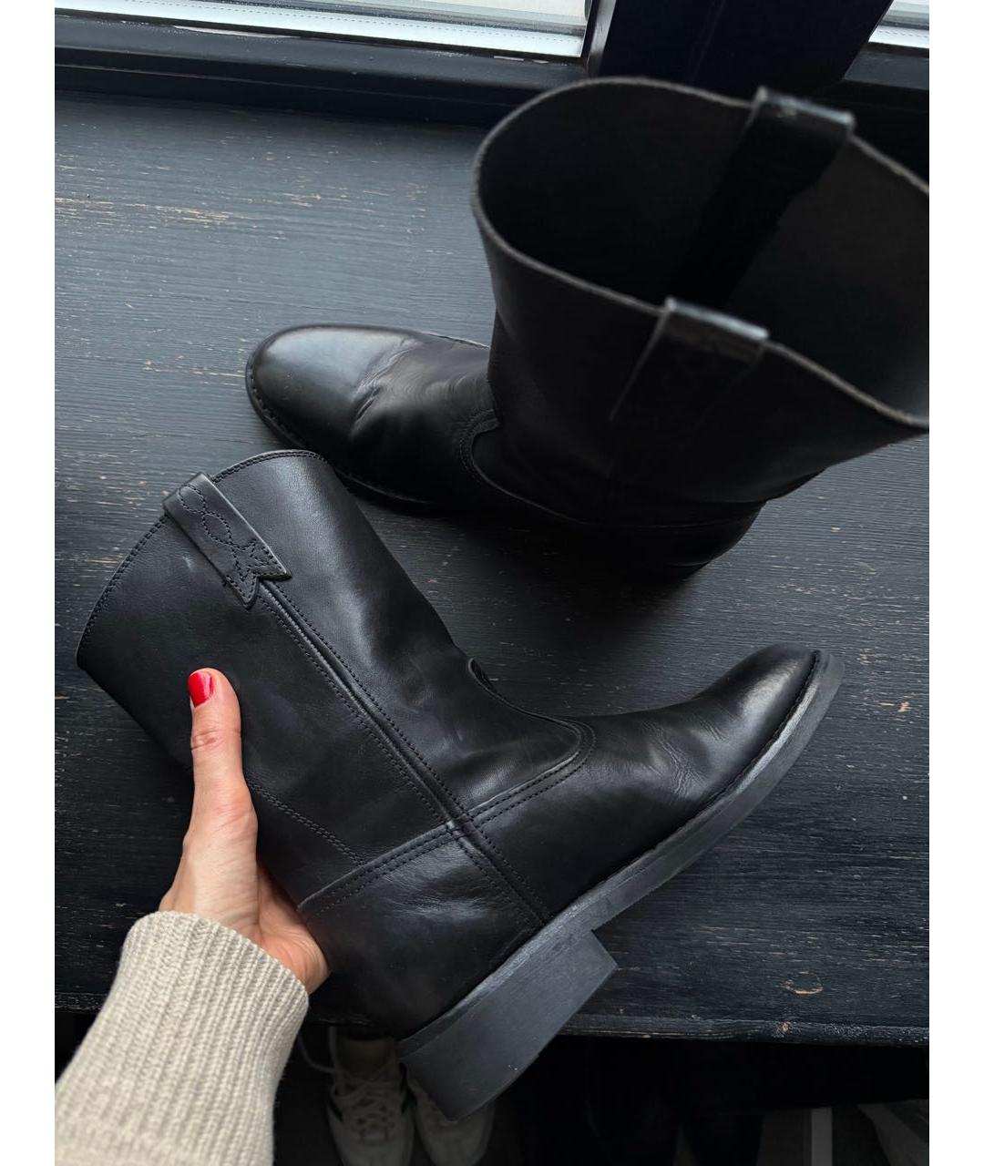 GOLDEN GOOSE DELUXE BRAND Черные кожаные полусапоги, фото 5