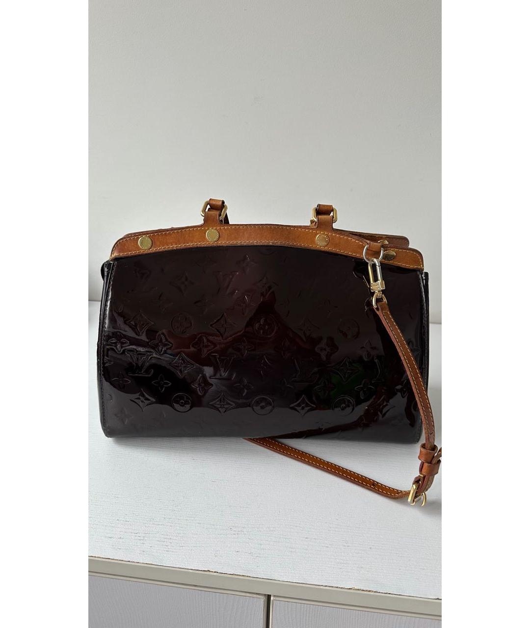 LOUIS VUITTON Бордовая сумка с короткими ручками из лакированной кожи, фото 2