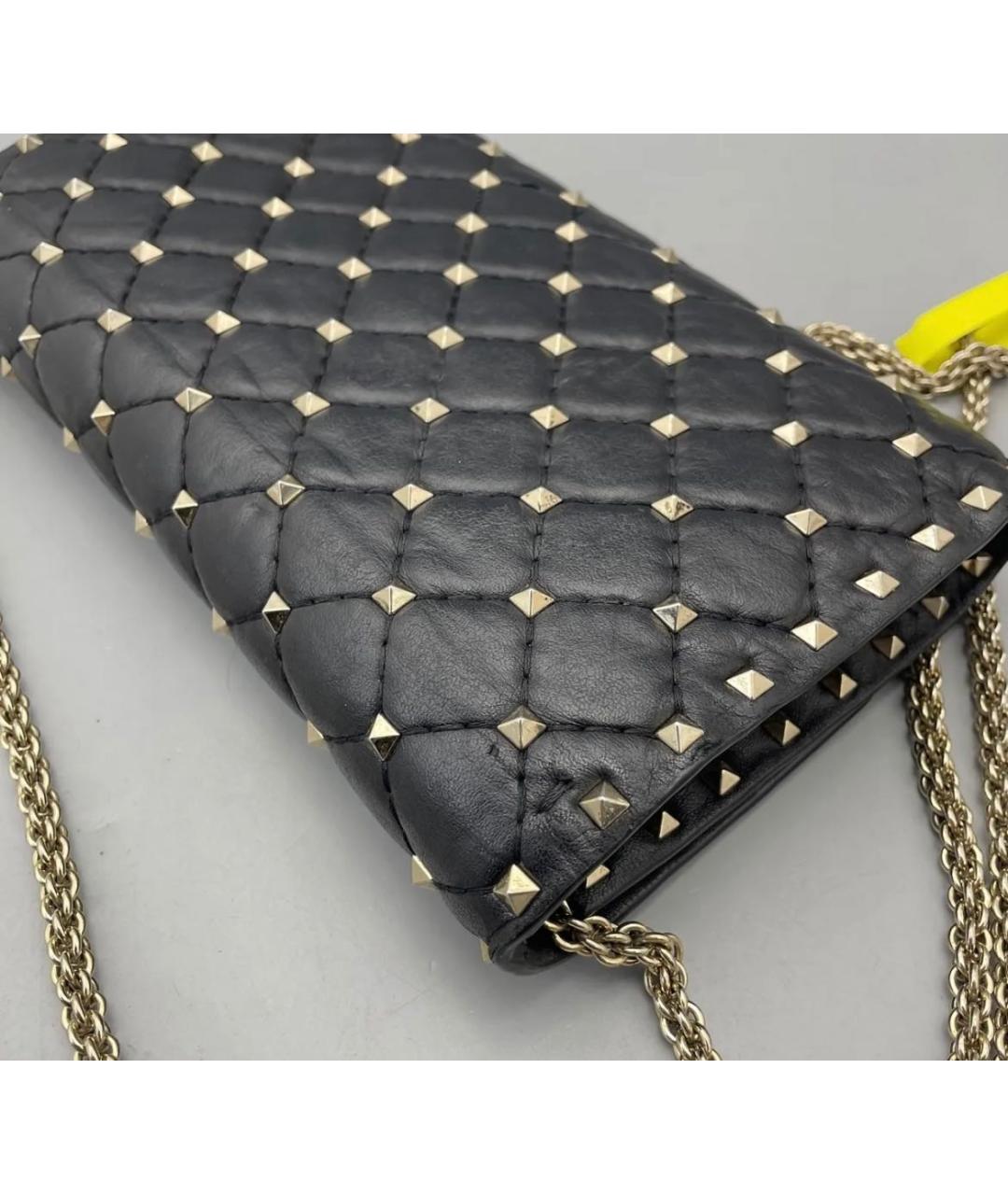 VALENTINO Черная кожаная сумка через плечо, фото 6