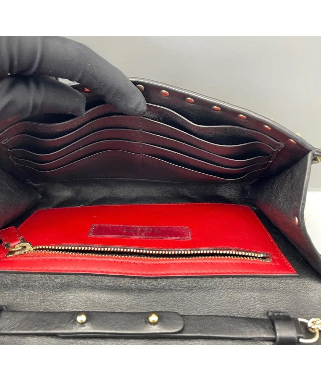 VALENTINO Черная кожаная сумка через плечо, фото 7