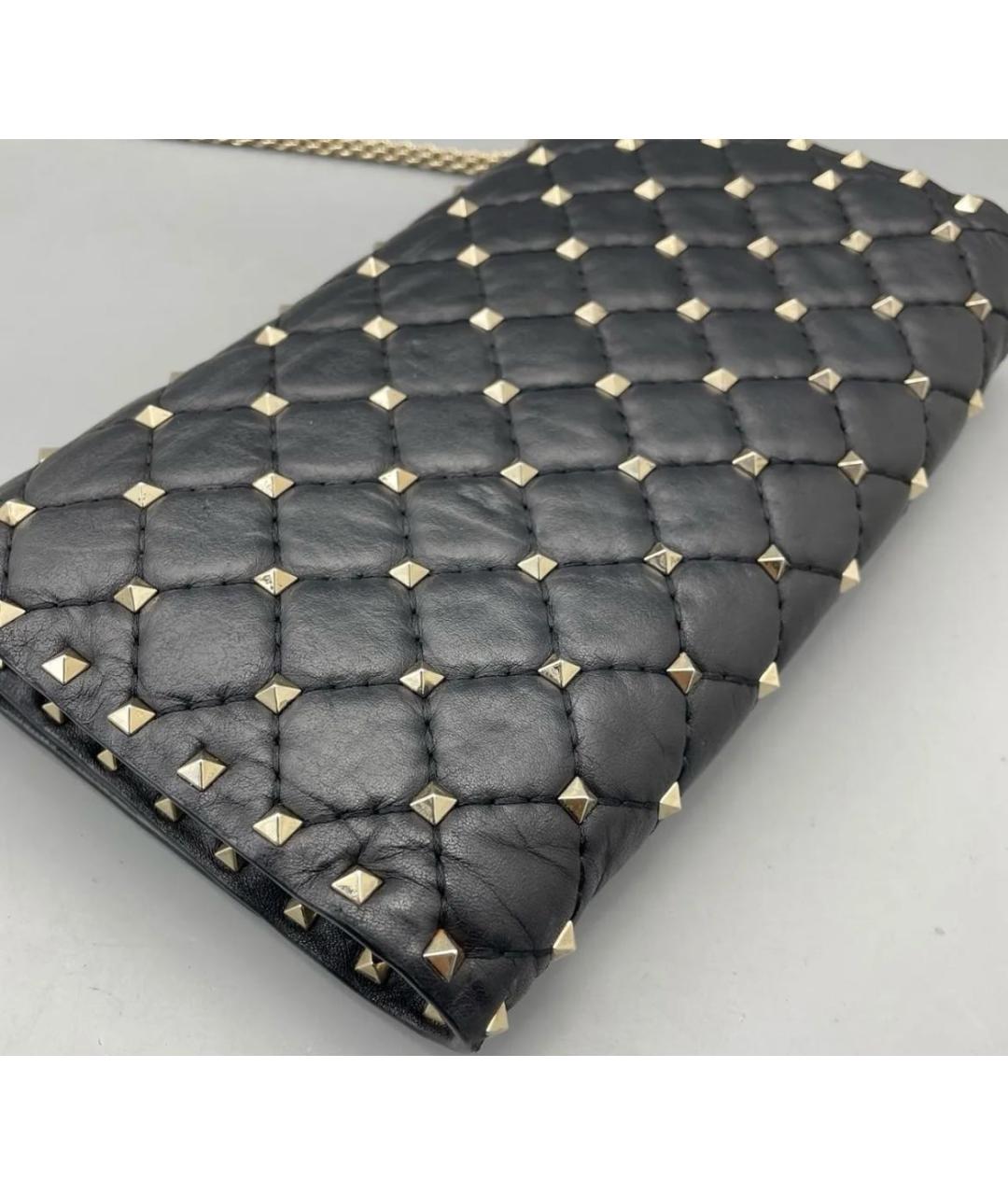 VALENTINO Черная кожаная сумка через плечо, фото 5