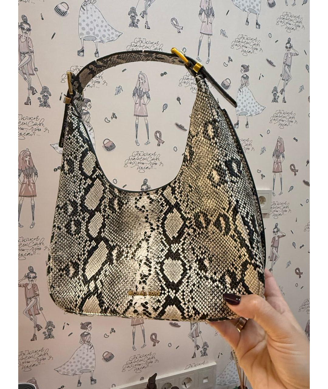 MICHAEL KORS Бежевая кожаная сумка с короткими ручками, фото 5