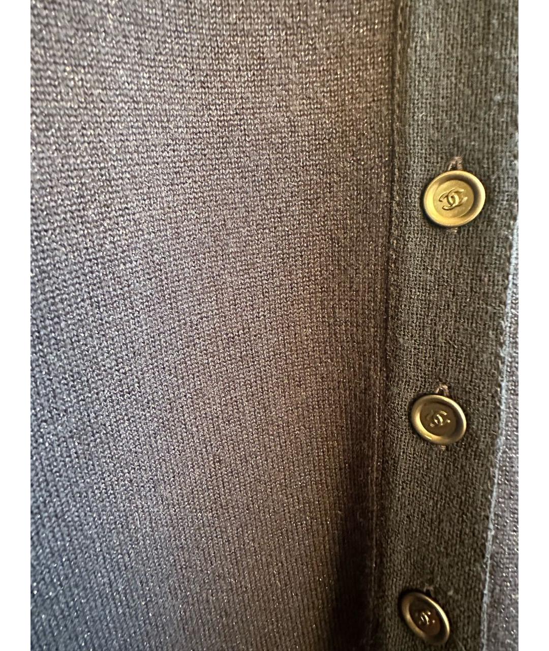 CHANEL Темно-синее шерстяное повседневное платье, фото 4