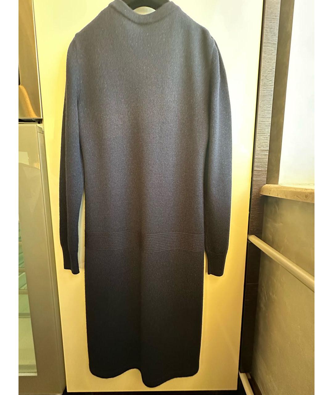 CHANEL Темно-синее шерстяное повседневное платье, фото 2