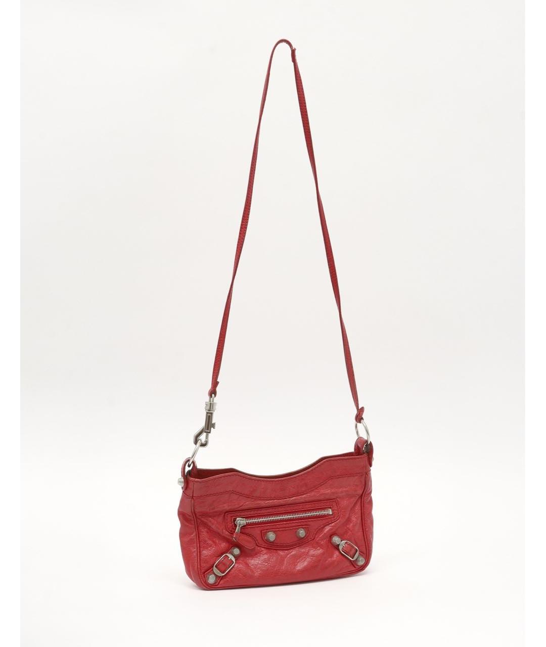 BALENCIAGA Красная кожаная сумка через плечо, фото 3
