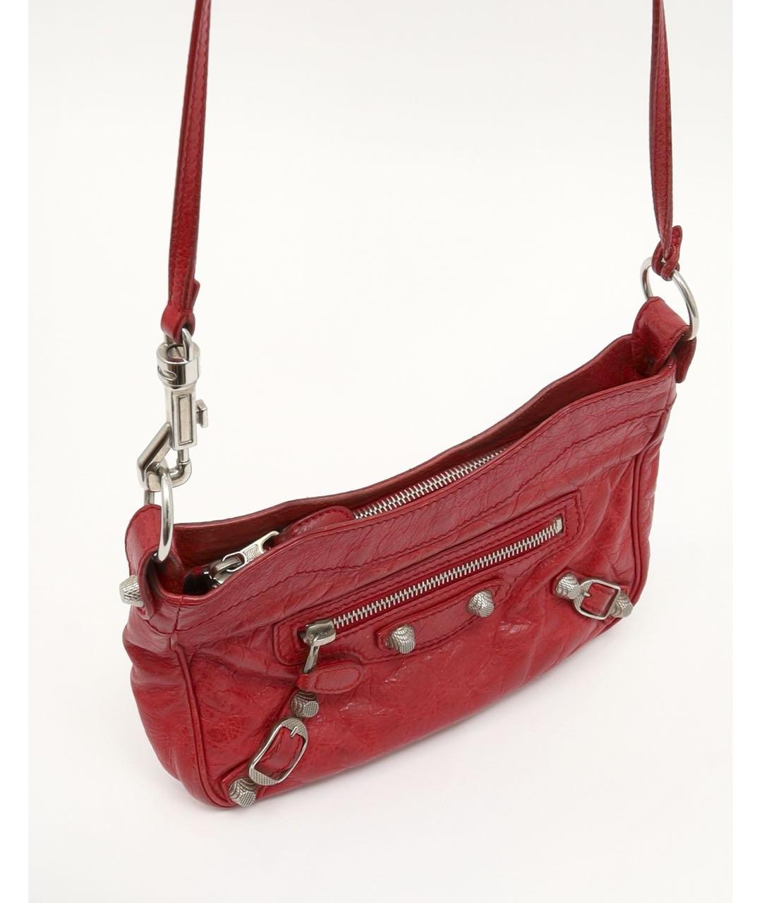BALENCIAGA Красная кожаная сумка через плечо, фото 5