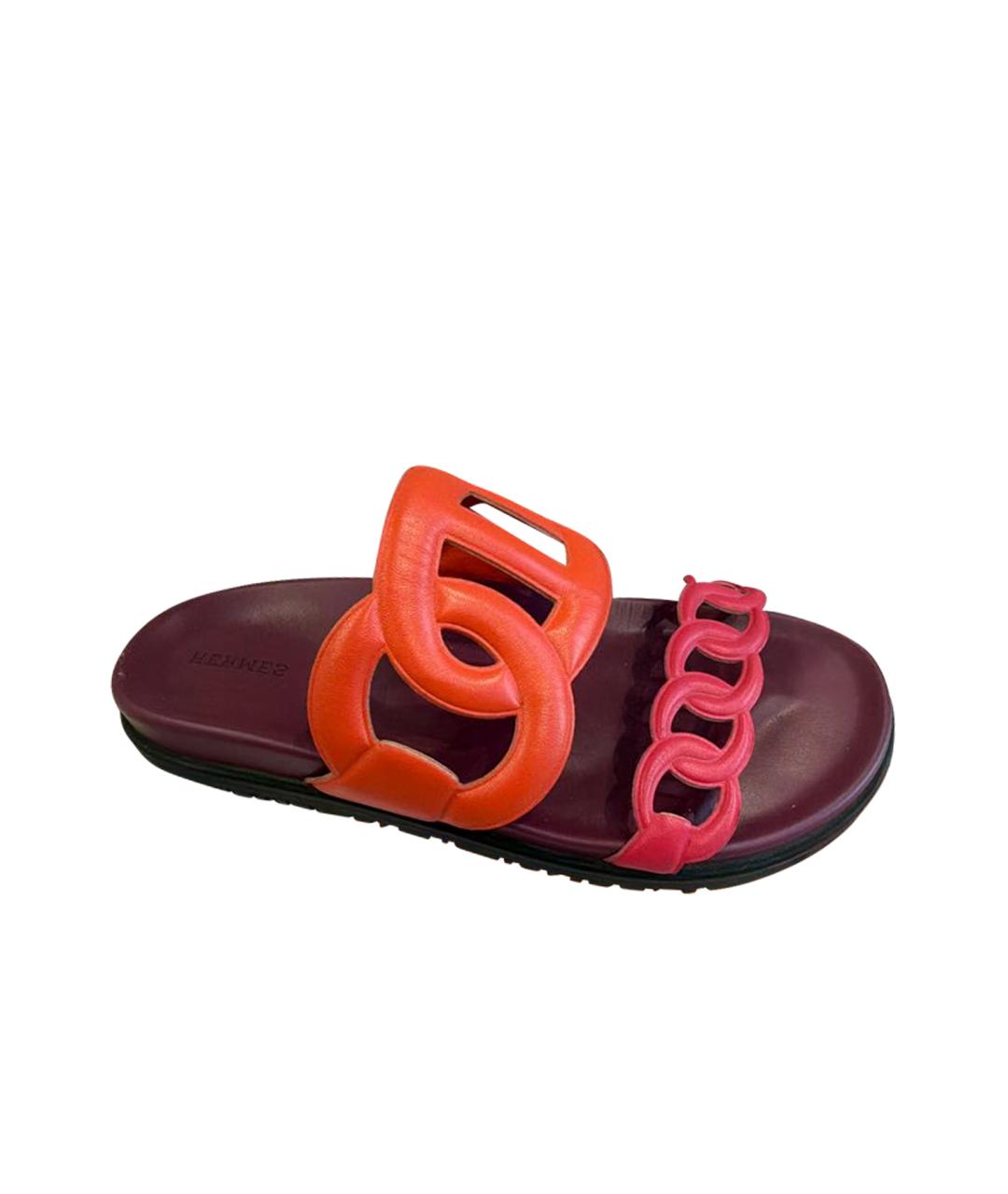 HERMES Мульти кожаные шлепанцы, фото 1