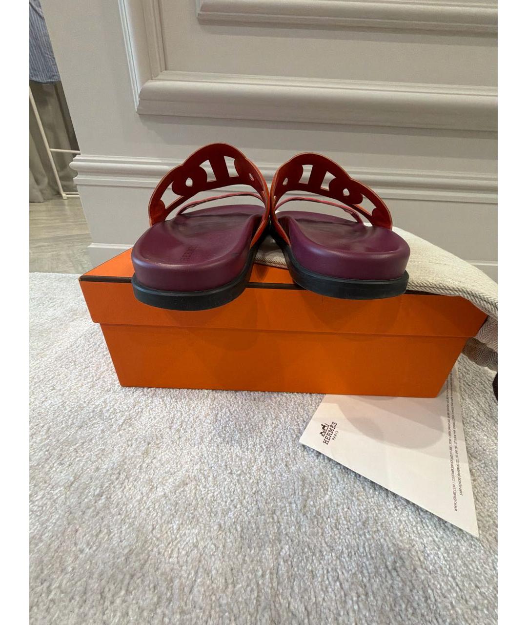 HERMES Мульти кожаные шлепанцы, фото 3