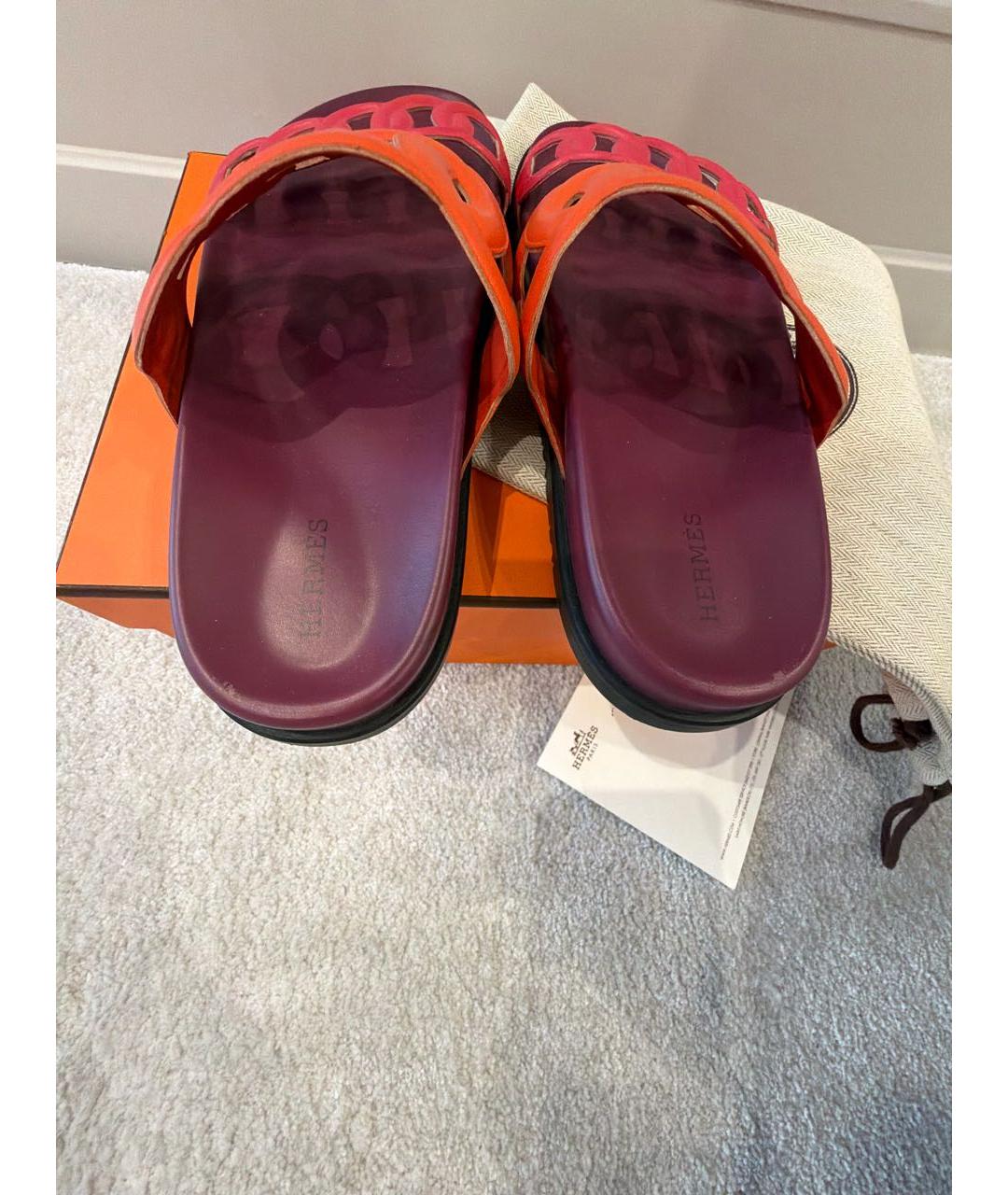 HERMES Мульти кожаные шлепанцы, фото 4