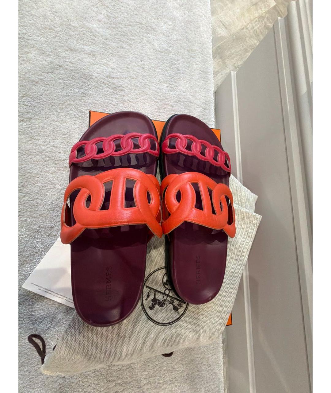 HERMES Мульти кожаные шлепанцы, фото 2