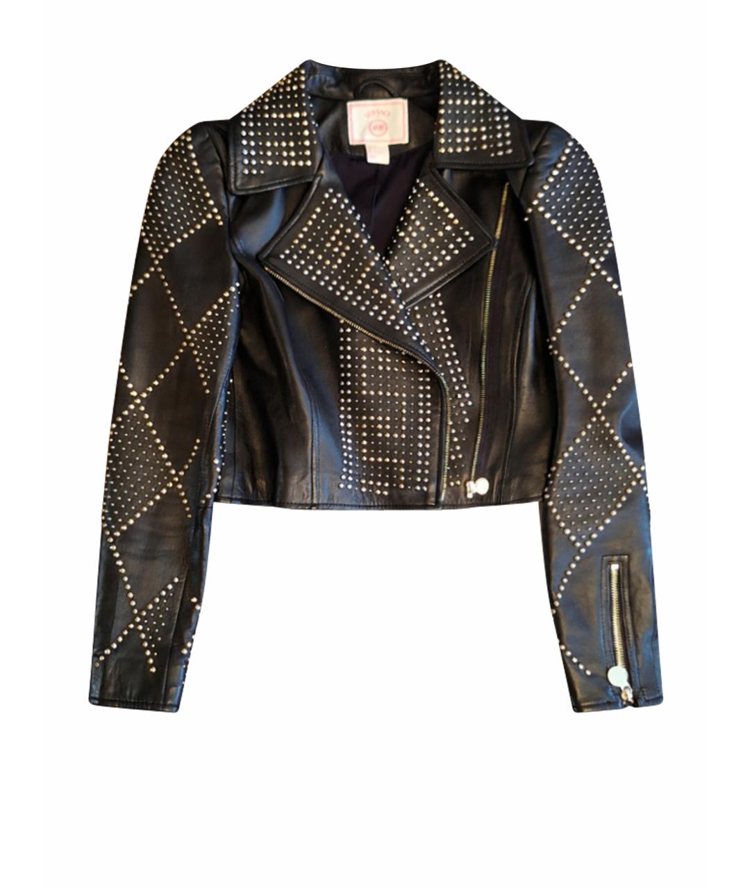 VERSACE Черная кожаная куртка, фото 1