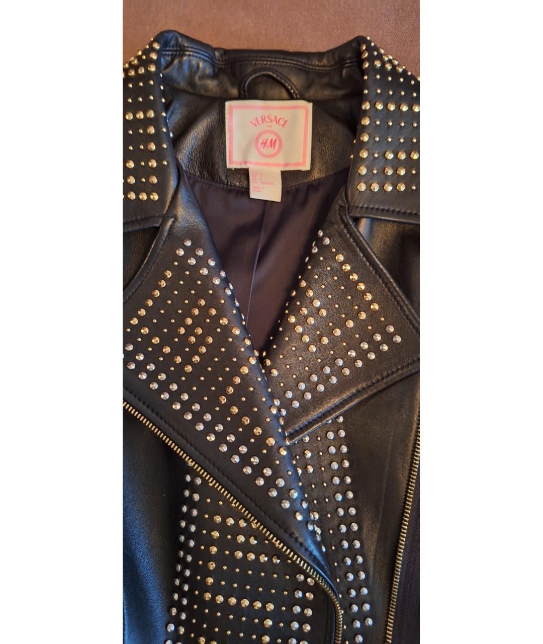 VERSACE Черная кожаная куртка, фото 3