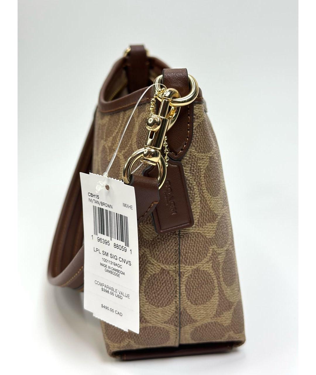 COACH Коричневая сумка с короткими ручками, фото 3