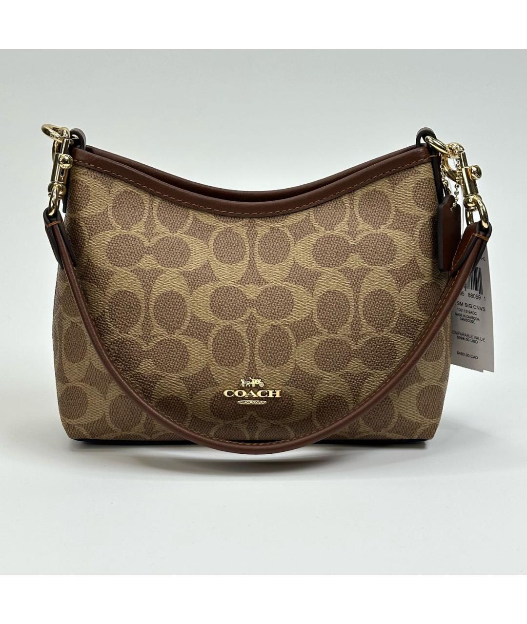 COACH Коричневая сумка с короткими ручками, фото 8