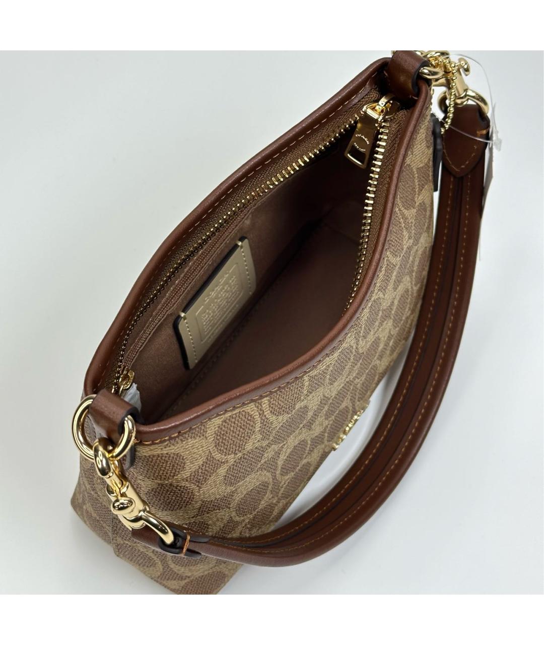 COACH Коричневая сумка с короткими ручками, фото 7