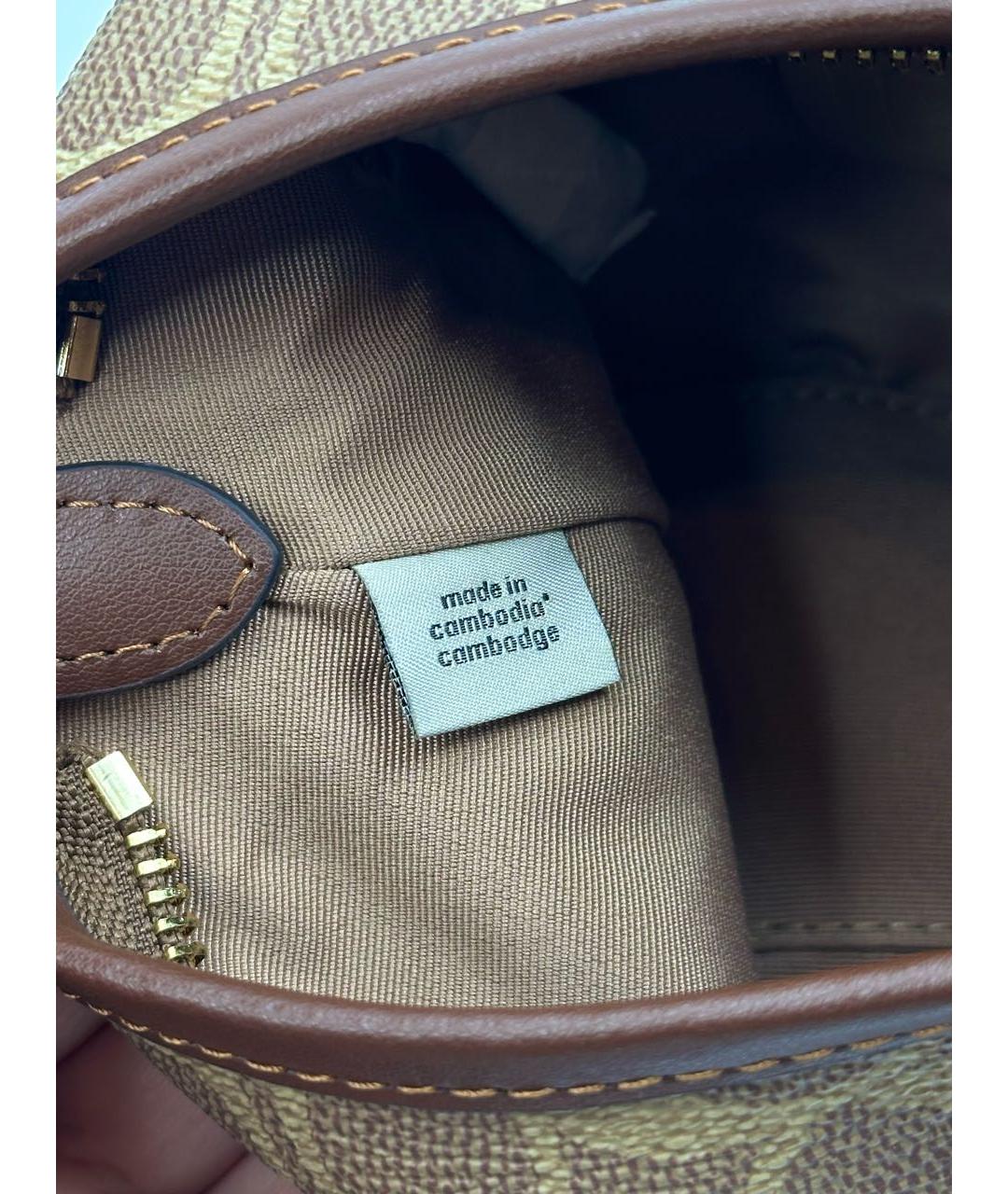 COACH Коричневая сумка с короткими ручками, фото 5