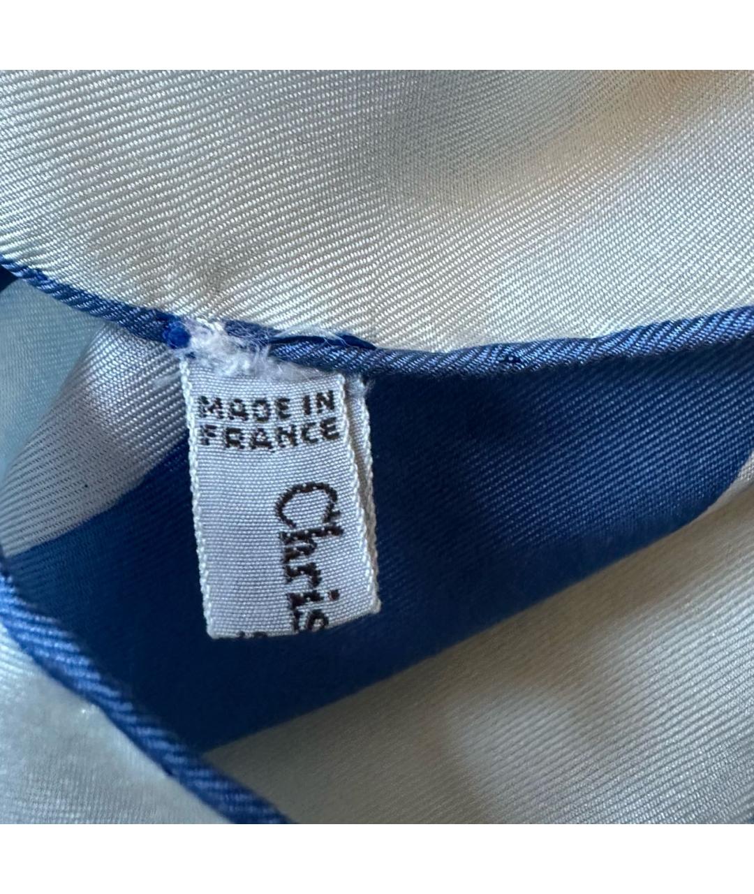 CHRISTIAN DIOR Голубой шелковый платок, фото 4