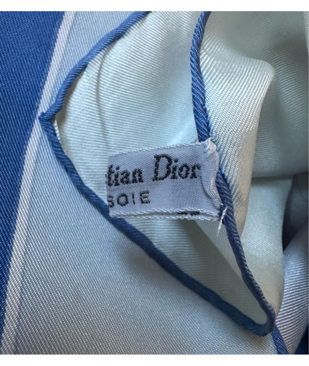 CHRISTIAN DIOR Голубой шелковый платок, фото 5