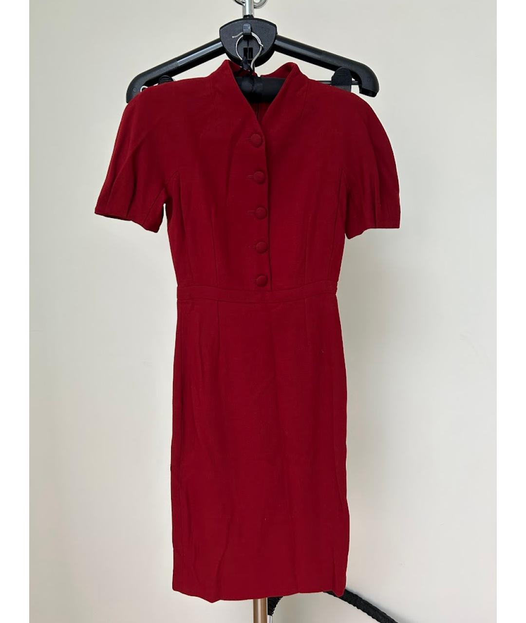 GUCCI Красное шерстяное коктейльное платье, фото 4