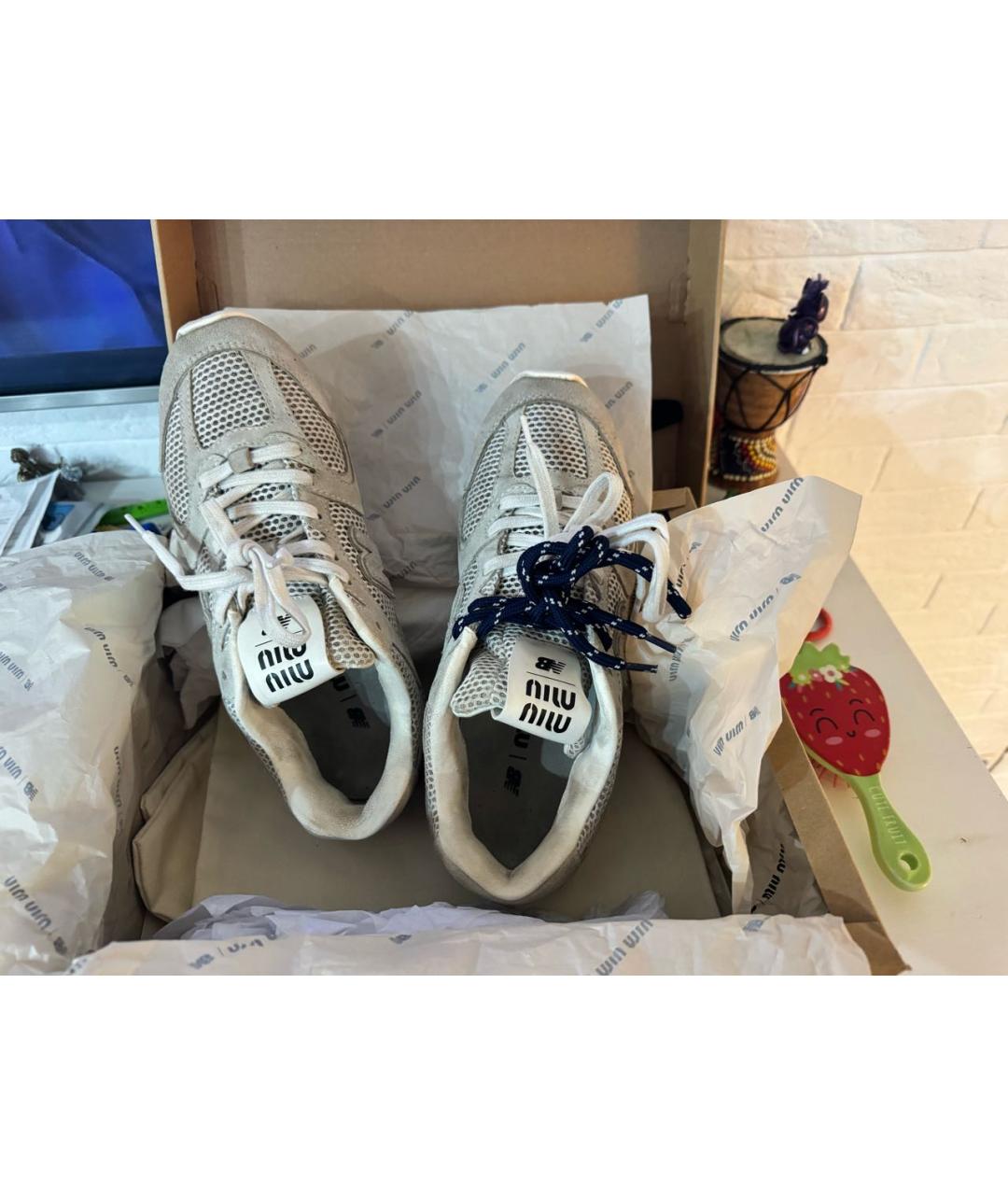 MIU MIU Серые замшевые кроссовки, фото 2