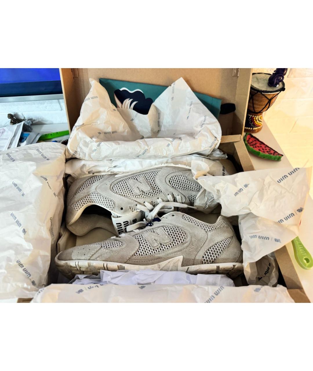 MIU MIU Серые замшевые кроссовки, фото 6