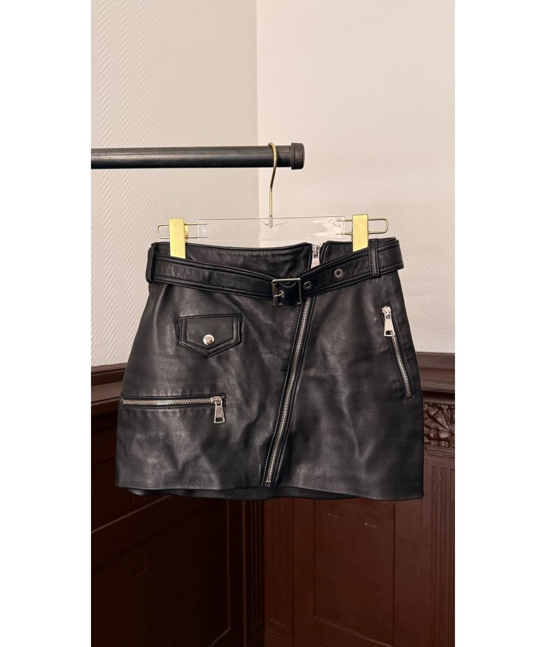 MANOKHI Хаки кожаная юбка мини, фото 5