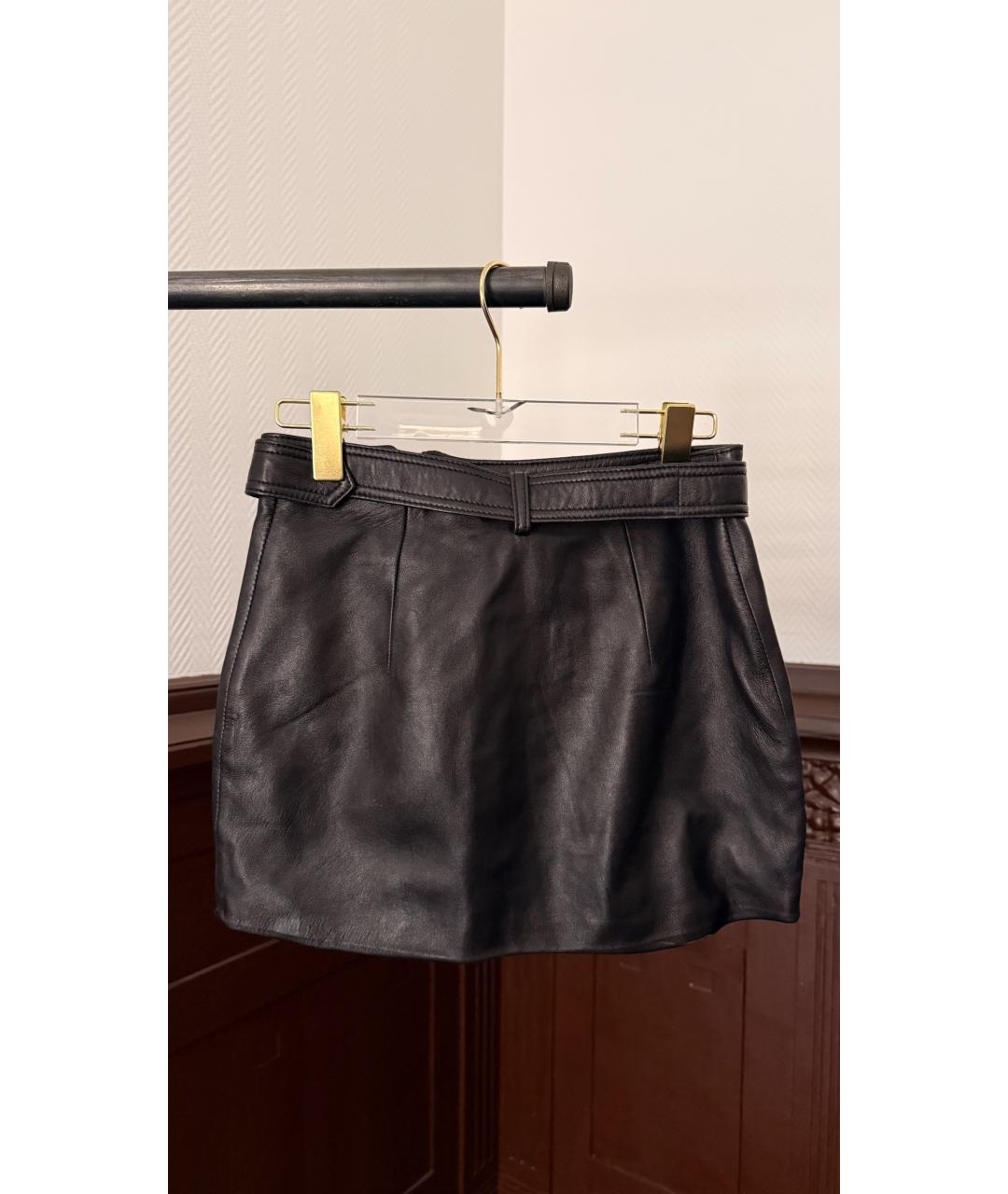 MANOKHI Хаки кожаная юбка мини, фото 2